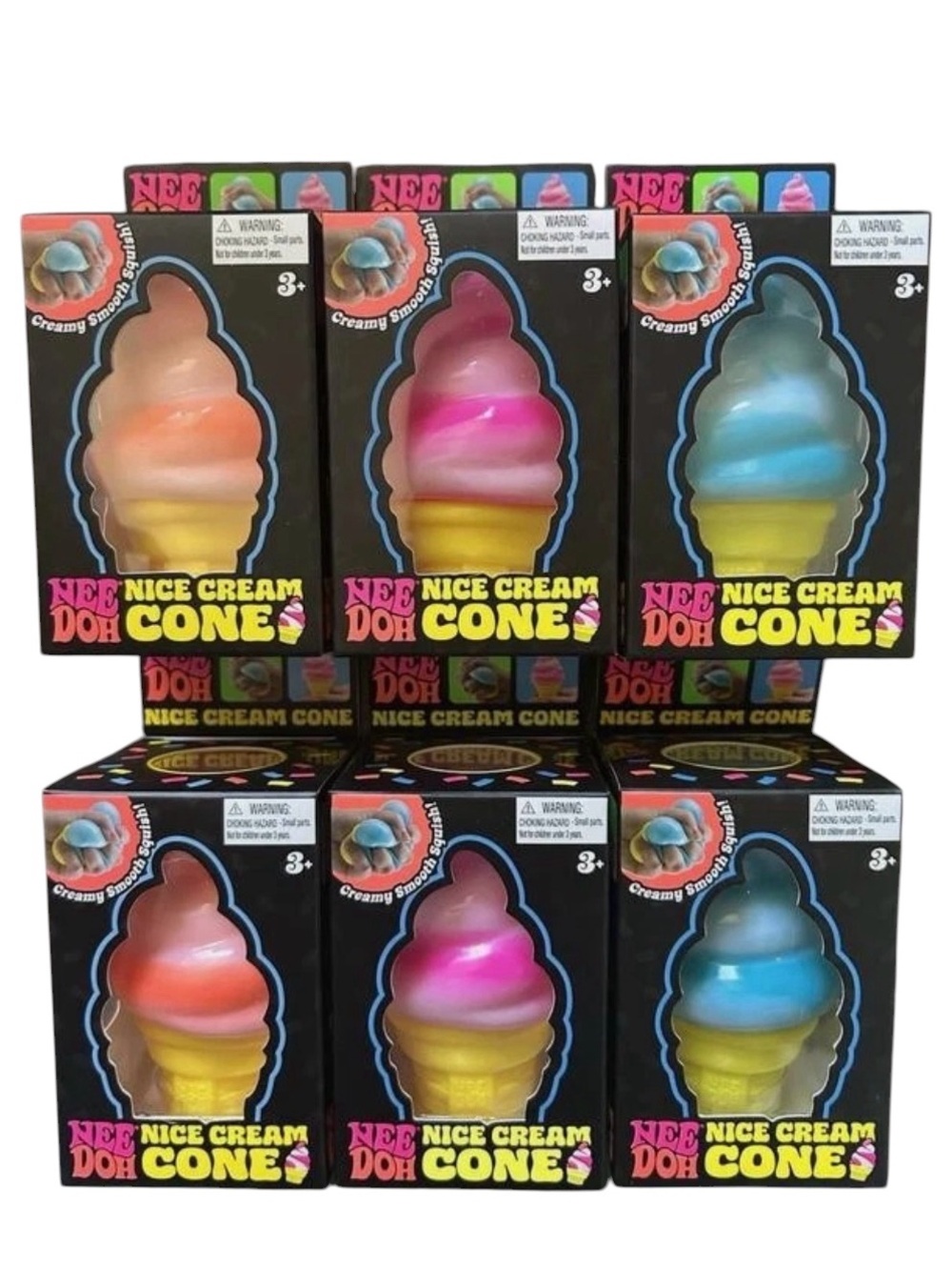 Authentic NeeDoh Nice Cream Cone Blue Orange Pink Ice Cream Squishy 🩷🩵🧡
